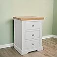 GROFurniture Cashmere Grey Large Bedside Table 3 Drawers Cabinet Bedside, Real Wood Painted Side Table Nightstand, Grey Bedside Table, Nightstand, Bedroom Furniture