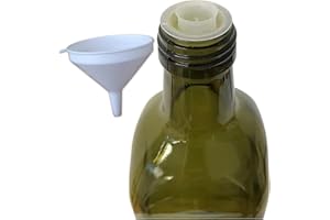 FIRMADIGARANZIA SRL Bottiglie VUOTE Per Olio E Liquore 1000 ml con imbuto travaso - Bottiglie Marasca Quadre Vuote In Vetro Scuro Uvag con Dosatore Olio Salvagoccia e Tappo Ermetico 6pz - Made In Italy
