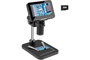 Koolertron Microscope Numérique 4,3 Pouces IPS 1200X Microscope Electronique avec Carte TF 32g Lumière 8 LED pour l'inspection des Pièces à Souder, Compatible Windows/Mac OS