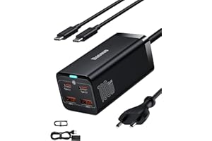 Baseus Caricatore USB C 100 W, 4 Porte(2C+2U) PD PPS Caricabatterie Rapido da Tavolo con GaN3.0 Tech, Compatibile con MacBook Pro/Air Laptop, iPhone 16-12, iPad Pro, Samsung Galaxy S24