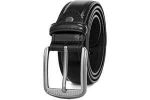 GSG SINCE 1998 GSG Mens Genuine Leather Dress Belt Double Stitched Formal Mens Belts for Suits, Jeans, Uniform With Single Prong Buckle M22067
