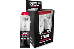 GEL50 Energy Gels by Styrkr - 50g of Carbs - Pack of 12 Berry Flavoured Energy Gels for Cycling & Running - Approved by Endurance Athletes - Advanced Dual-Carb Formulation - GEL50 Berry 12x Pack