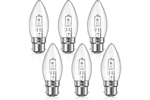 Liuyife B22 C35 Candle Light Bulb 28W, Dimmable, B22 Bayonet Cap Candle Bulb, Warm White 2700K 350LM, Clear Glass, C35 Light Bulb for Chandelier, Table Lamp, Pack of 6