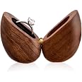 Scatola Porta Anelli A Cuore In Legno Nero Con Chiusura Magnetica - 6x5,3x3,8 Cm, Per Proposta Matrimonio