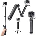 Selfie Stick for Gopro Hero 13-3, Foldable Pole 3-Way Ajustable Selfie Stick, Extension Hand Grip Compatible with GoPro Hero 13/12/11/10/9/8/7/6/5/4/3 Session, DJI OSMO AKASO and Other Action Cameras