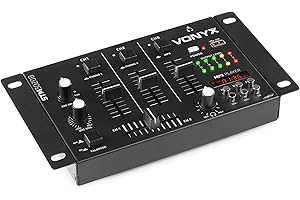 SKYTEC Vonyx STM-3020B Table de mixage 6 canaux – Port USB, 3 canaux mono/stéréo commutables, 2 canaux phono/ligne commutables, 2 entrées micro avec fonction talkover, Sortie casque, Idéal pour DJ mobile