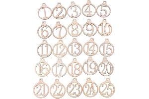 Zisemeil presentetiketter i trä 25 st nummer träkalender jul nedräkning adventskalender jul hängen hängande ornament (blandade färger)