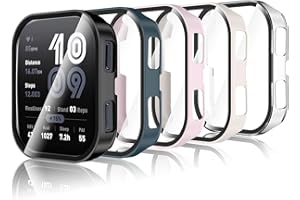 HIANJOO Hainjoo Etui Kompatybilne z Amazfit Bip 6, Pełna Ochrona z PC i ochrona Ekranu, Folia Ochronna Kompatybilna z Amazfit Bip6 – [5 sztuk] Przezroczyste + Czarne + Białe + Różowe + Zielone