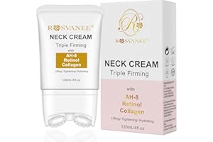 ROSVANEE AH-8 Neck Face Firming Cream with Roller, Collagen&Retinol Multiple Use Cream for Wrinkle Reduction, Lifting & Skin Tightening, Anti-Ageing Moisturiser for Neck, Décolleté and Face