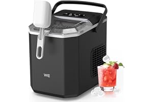 WIE Eiswürfelmaschine Kleine Eiswürfelbereiter mit Schaufel 1,3 Liter Wassertank 9 Würfel in 6 Minuten Eiswürfelmaschinen Selbstreinigende Ice Maker Leiser für Küche Büro Bar Party