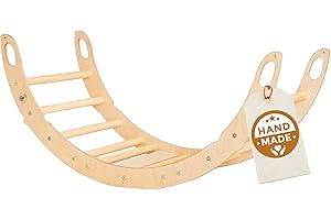 WoodsCraft Kletterbogen für Kinder | Montessori Klettergerüst Indoor | Holz Indoor Kletterspielzeug | Holzkletterbogen Bogenwippe Holzwippe | Baby Klettern Indoor, Wippe Kinder, Klettern Kinder Indoor