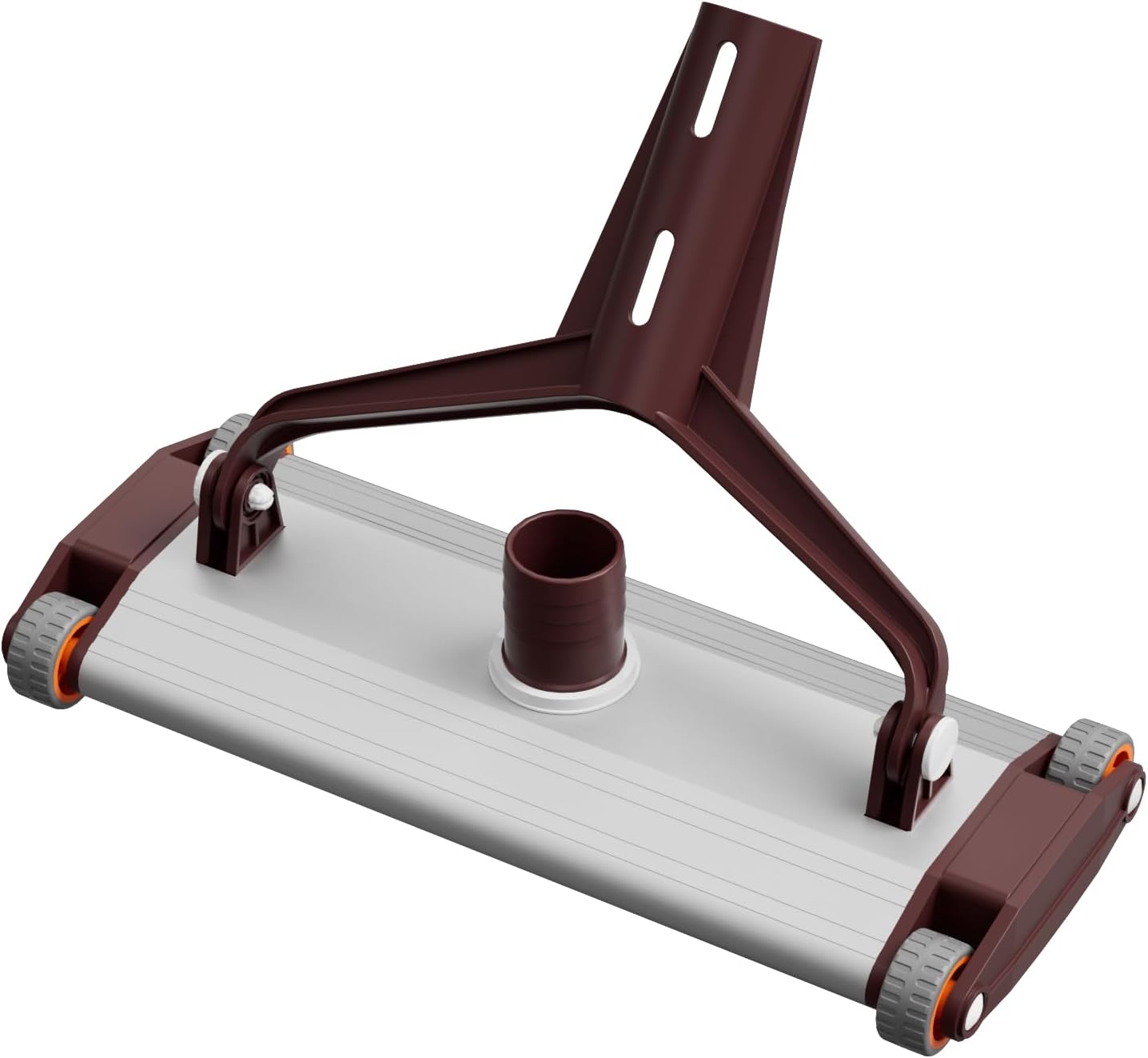 Limpiafondos de Aluminio AQUAPOOL Pro Manual para Piscinas, 33 cm, con 4 Ruedas de Goma y Cepillo de Nylon (33 cm PALOMILLA)