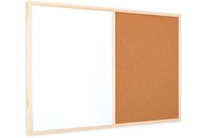 ‎ALLBOARDS ALLboards Kombi-Tafel Kork-Magnettafel 90×60 cm, Holzrahmen + ZUBEHÖR, Whiteboard Korktafel Kombitafel