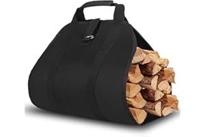 YOMKILU 1 Piezas Bolsa de Transporte para Leña, plegable Bolsa de Madera para Chimenea, Resistente Bolsas de Leña Accesorios para Estufa con manijas para Interior y Exterior
