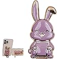 COTTNY Foldable Bunny Phone Bracket, Easter Bunny Phone Holder, Portable Cute Rabbit Universal Phone Stand with Pull Rod & Folding Design for Enjoy the Drama Time with Unrestricted Posture