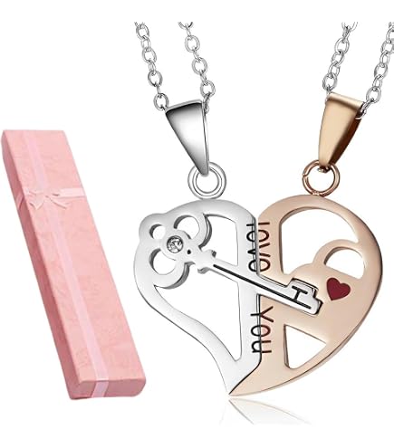 OPVYAEU 2 Pezzi Collane con ciondolo a forma di cuore in lega rossa e gialla per migliore amicizia, Argento sterling