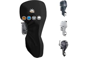 Zettum Copertura per Motore Fuoribordo da 30 a 50 HP, 600D Oxford Motore Fuoribordo Copertura Avvolgente per Mercury, Impermeabile e Resistente Copertura Protettiva per Motore Rivestimento UV