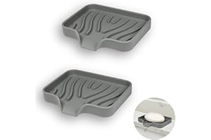 YoHyien 2 Pezzi Porta Saponetta in Silicone, Porta Sapone, Portasaponetta Con Scolo, Porta Saponette Solida, Portasapone da Lavandino per Bagno, Cucina e Doccia (Grigio)