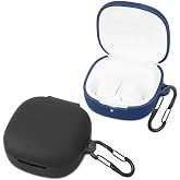 [Pack of 2] easyBee Case Compatible with Xiaomi Redmi Buds 6 Play Earbuds [with 2 Carabiners] Liquid Silicone Case Ultra Thin Shockproof Protective Case Bluetooth Headphones Bag - Black and Blue