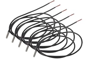 Aideepen 5Pcs 2m Cable Temperature, Digital Stainless Steel Probe, Measure Temperature -55°C to +125°C, Compatible with Arduino and Raspberry Pi, Compatible with shelly