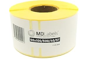 ‎MD LABELS MDlabels Weiße Thermo etiketten auf Rolle 50x100mm 500 Stück - permanent haftend, für Barcode, weiße Klebeetiketten zur Beschriftung Thermische etiketten