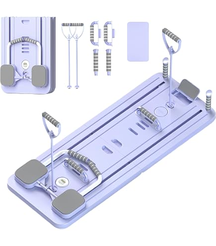 Produktbild von Pilates Gewichte Hengrongshen Pilates Board För Hem, 5 En 1 Vikbar Mini Pilates Reformerbräda Med Timer För Core, Midja, Ben, Arm Och Ryggträning, 2025 Uppgradering Maskin (lila Reformer Pilates