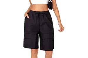 Xinor Pantaloncini Cargo Donna Estivi Bermuda Shorts con Tasche Pantaloni Corti Lunghezza Ginocchio Larghi Vita Alta Comodi