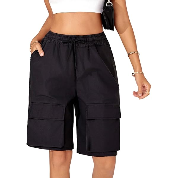 Pantaloncini Donna In Lino E Cotone, Vita Alta Con Coulisse, Colori Unisici, Leggeri E Traspiranti, Per Estate E Tempo Libero