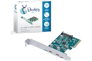 Donkey pc Scheda PCI Express con 2 porte USB 3.1 tipo C. Scheda di espansione PCI Express 4X per 2 porte USB 3.1 Superspeed + Tipo C. Supporta Windows 10.