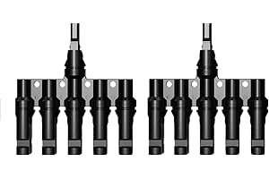 GENORTH Solar T Steckverbinder 5-fach Verteiler für Solarpanel Photovoltaik Kabelstecker, Solarkabelverbinder Energie Leitung Strom Kupfer PPO Wasserdicht IP67 schwarz