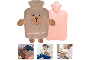 Amovible Et lavable Bouillotte Eau Chaude,Bouillotte,Bouillotte Peluche Fournir,Bouillotte En Tricot,Caoutchouc Avec Couverture En Peluche,Bouteille Eau Chaude Avec Housse