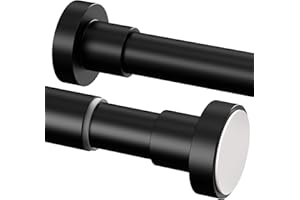 1 Stück Gardinenstange ohne bohren Einstellbar Duschvorhangstange,Teleskopstange für Schrank, Duschvorhang(72-145cm 25mm Schwarz