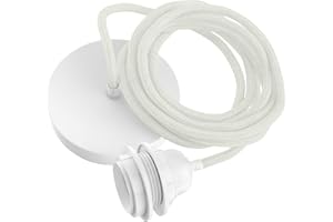 Hoopzi - Suspension Luminaire 1 Ampoule - 2,5m - Câble en Lin - Lustre pour Salon, Cuisine, Chambre - Modèle Hang 1