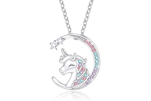 FUGLUS 1 pezzo Collana Unicorno Regali per Ragazze,per Ragazze Compleanno Unicorni Regali per Ragazze Gioielli da Donna(Argento)