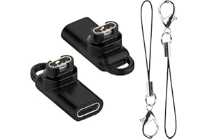 NEWZEROL 2 Stück USB C Adapter Kompatibel für Garmin Fenix 8/8 Solar/E/7/ 7X/Forerunner 165/965/955/vivoactive 5/Venu 3/2/Epix2/Enduro 3 [Mit Lanyard] Tragbar Adapter für Meisten Garmin Uhr-Schwarz