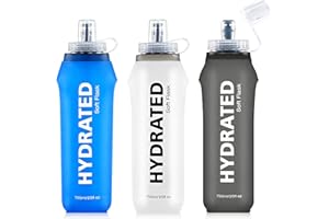 SLUXKE Gourde Souple 750ml, TPU Gourde Pack 3 Units, Flasque Running Bouteille D'eau Pliable Sans BPA pour Le Running, Vélo, Randonnée