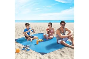 4UMOR Stranddecke,wasserdichte Picknickdecke Ultraleicht kompakt Campingdecke Leicht Outdoor Campingdecke mit 4 Zeltstöpsel für Park BBQ,Strand,Reisen,Camping und Picknick 140 * 200 (Blau)
