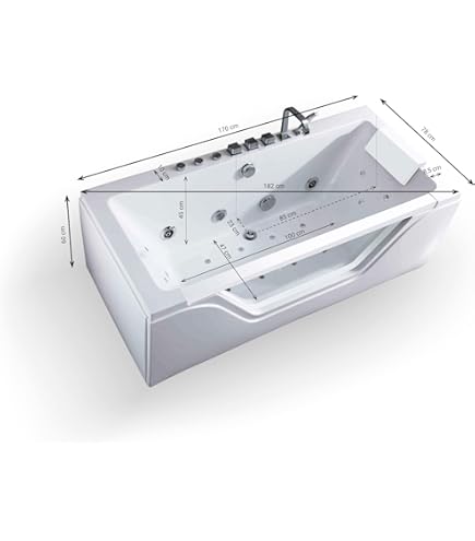 Vasca Idromassaggio Calypso Eco Novellini 160x70 Cm - 6 Gettoni Laterali, Accensione Pneumatica, Bianco Lucido - Foto 8