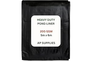 AP Supplies 5m x 6m Black Pond Liner 200g/sqm - Heavy Duty HDPE Material - UV & Tear Resistant, Flexible for Koi & Fish Pools, Water Garden - Ideal for Small to Large Ponds, Wildlife, Underlay
