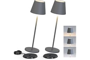 POWERBEAUTY lampada da tavolo senza fili dimmerabile lampada da tavolo ricaricabile lampade led da tavolo Calda Colore 3000K IP54 Impermeabile lampada Interni Esterni giardino terrazza albergo 2 pezzi