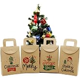 10x15 Noel ve Yılbaşı Temalı Kraft Hediye Kutusu Seti (4 Adet) &ndash; 10x15 cm, &Ccedil;ift Taraflı Baskılı | M4