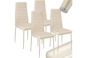 TecTake® Set 4 Sedie Sala da Pranzo in Pelle Sintetica, Sedie da Cucina Eleganti e Comode, Sedie Sala da Pranzo Moderne Stabili e Robuste, Sedie da Pranzo Versatili - Beige