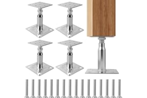 AOOTE Supporto per Pali, 4 Pezzi Basi per Pali, 100-150mm Supporto Pali Regolabile per Recinzioni, Supporto per Palo Rialzato Zincato Con 16 Viti, per Terrazze, Pensiline, Gazebo, Carport, Pergole