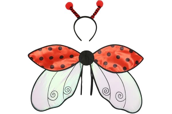 2 delar Bee Wings Ladybird Wings kostym med pannband bi kostym, bee wings set, bee kostym, ladybird kostymtillbehör, cosplay kostym