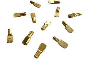 JAM2DAY 12 x Shelf Support Studs Pegs for Standard 5 mm Hole - Strong 60kg Load Capacity (Spade Type - Brass)