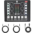 DIGIMORE D-220 Audio Mixer with DJ Mixer Live Sound Card Effects and Voice Changer | Podcast Equipment Bundle | Stereo Audio Interface | Studio Streaming | Prefect for Live Streaming/Podcasting/Gaming
