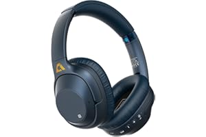 Ankbit E500Pro Hybrid Active Noise Cancelling Headphones, 90H Playtime Wireless Over-Ear Bluetooth Headphones with Mic, Hi-Fi Sound, Deep Bass, Multi-Connection, Comfort Earpads for Travel/Work(Blue)