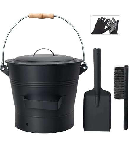 El Fuego® Ascheeimer 24 Liter – Aschebehälter aus robustem Metall gefertigt – Kamin- & Ofen-Zubehör mit Deckel – Aschenkübel für Kamin, Ofen, Feuerstelle – Hochwertiger Kamineimer Baumarkt