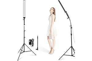 Lampa wideo LED, Foccalli, możliwość ściemniania, zestaw oświetleniowy do studia fotograficznego, z 4 kolorowymi tkaninami i regulowanym statywem świetlnym 2 m, do portretów wideo na YouTube, (1 opakowanie)