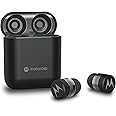 Motorola Sound Moto Buds 120 - True Wireless Bluetooth Earbuds with Microphone & Compact Charging Case - IPX5 Water Resistant, Voice & Smart Touch-Control, Lightweight Comfort-Fit, Clear - Black